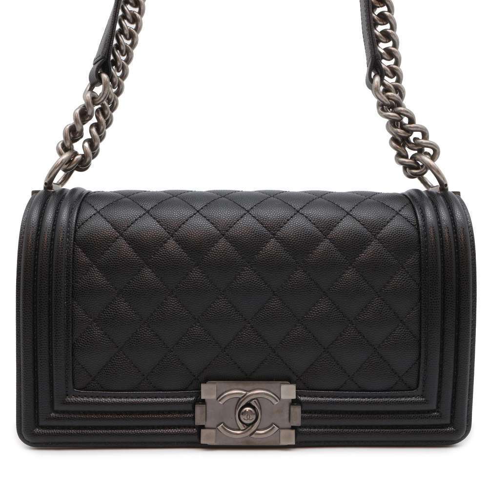 Chanel Boy Chanel Caviar Shoulder Bag Black